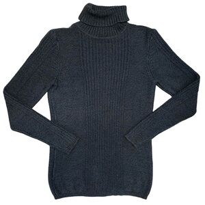 Sundance Ribbed Turtleneck Long Sleeve Knit Sweater Charcoal Gray Heather Soft
